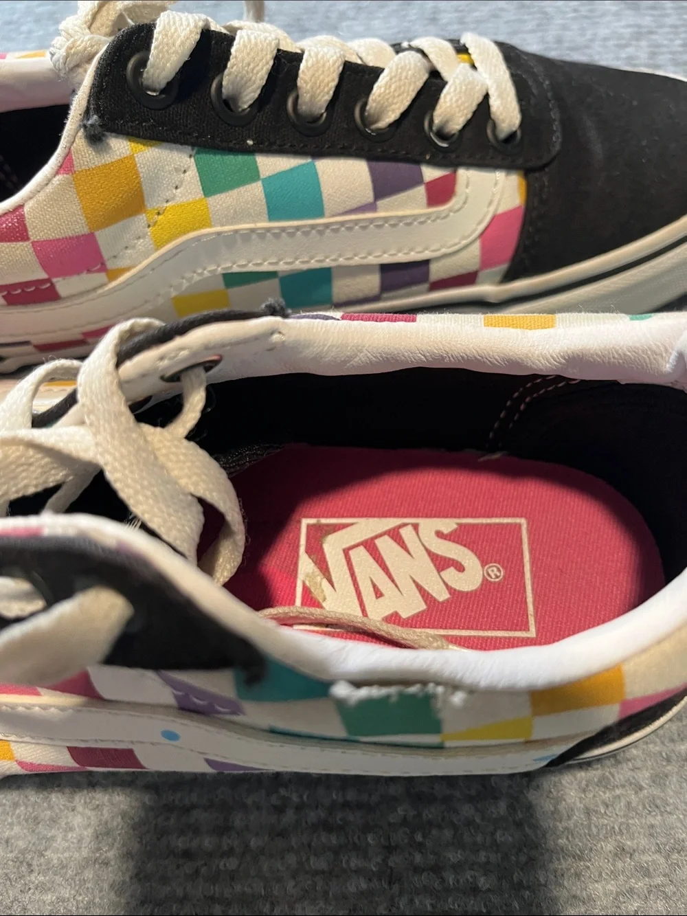 Vans Black & Multicolor Checkerboard Low Top Sneakers